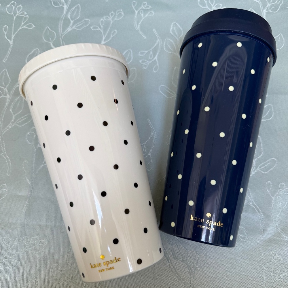 Bundle: Kate Spade tumbler & coffee mug and 4 new silicone straws, brush + case